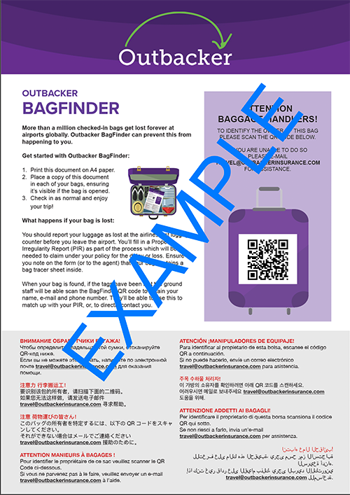 BagFinder document sample screenshot